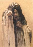 Carlos Schwabe Study for The Wave female figure left of the central figure (mk19) oil on canvas